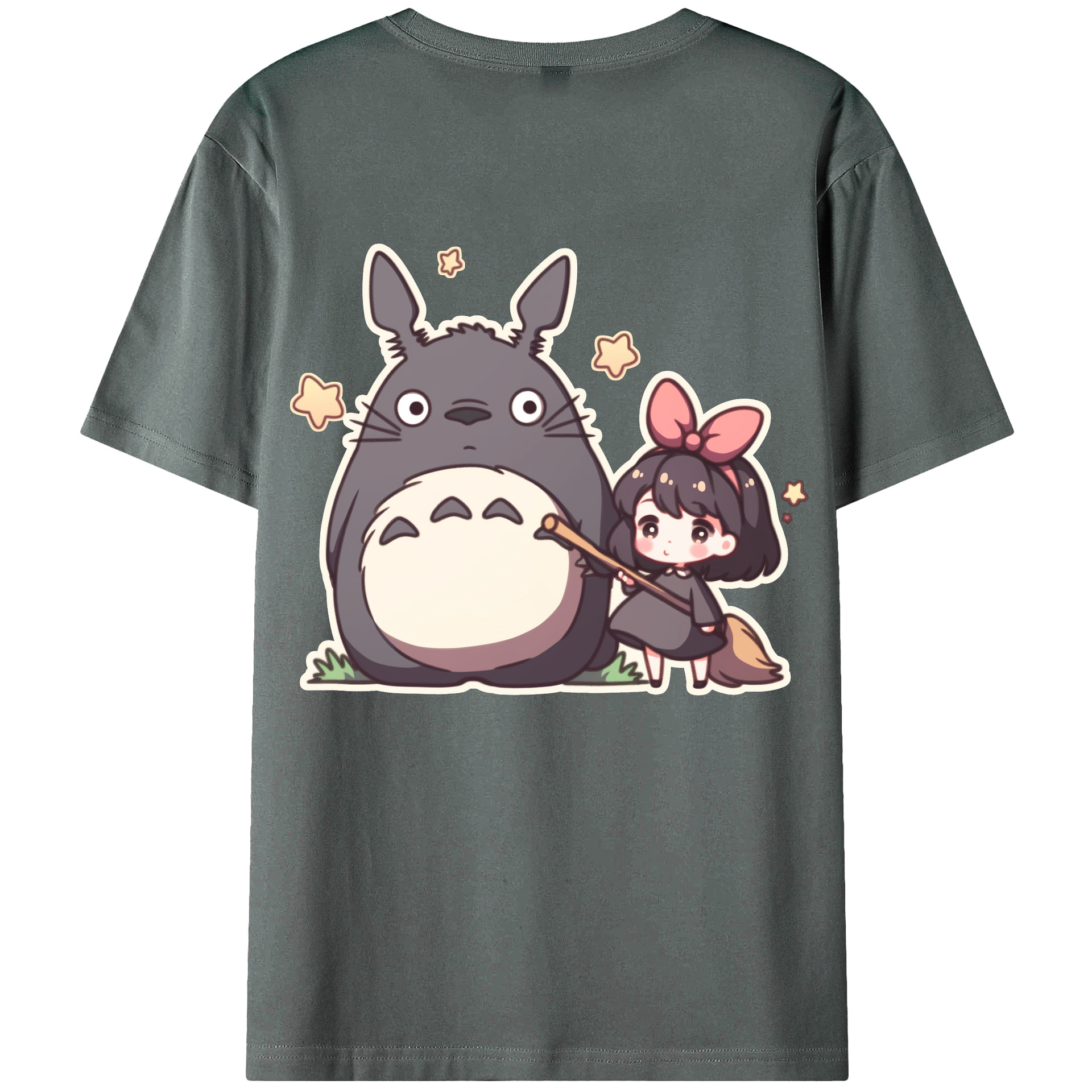（画像用） となりのトトロ 草壁メイ 草壁サツキ My Neighbor Totoro Satsuki Kusakabe Mei Kusakabe 綿100％半袖Tシャツ（背面プリント）